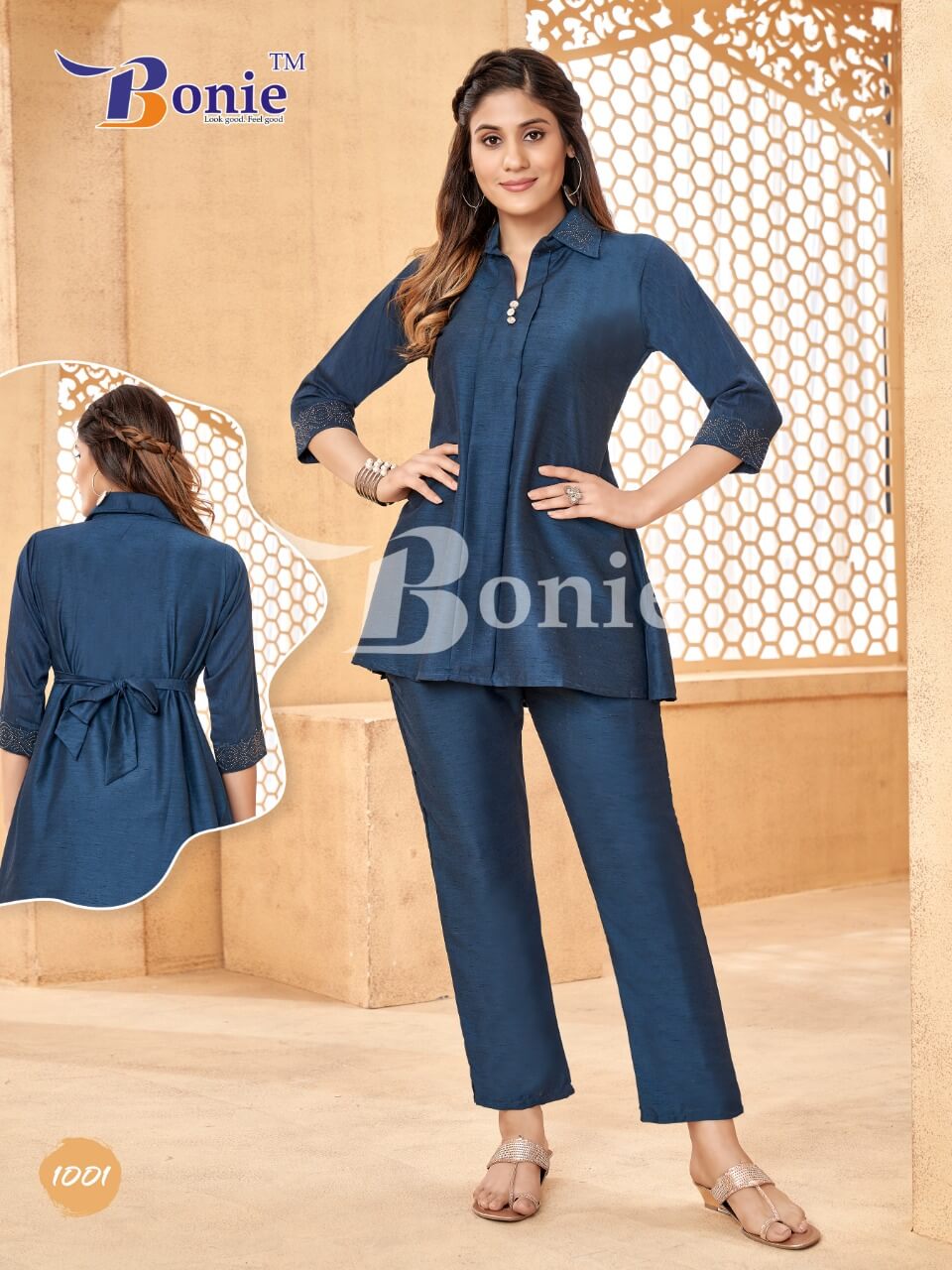 Bonie Rihana Silk Linen Western Wear Wholesale Ladies Top With Bottom Catalog
